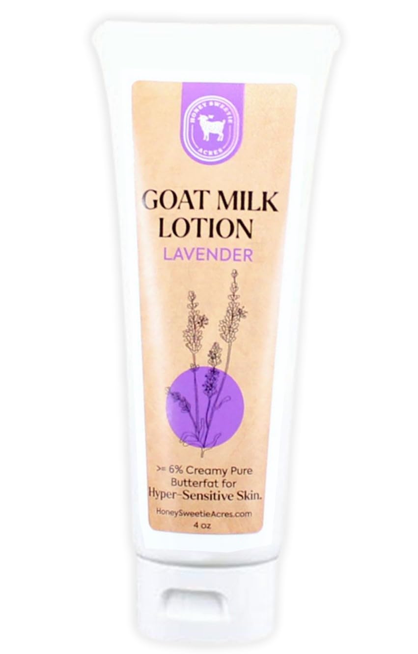 Honey Sweetie Acres Lavender Goat Milk Lotion - Cruelty Free Goat Milk Body Lotion Premium Hydrating Goat Milk Lotion For Women Great Moisturizing Goat Milk Lotion (4 Oz Lavender)